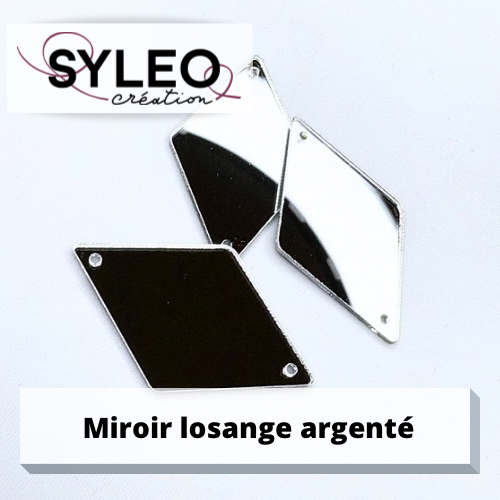 Miroir à coudre forme losange argent
