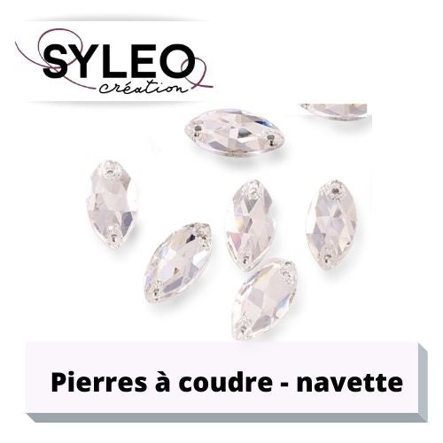 Pierre à coudre navette en cristal taillé