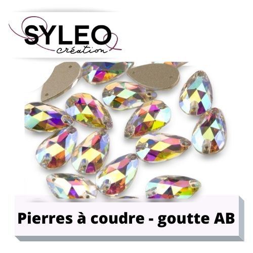 Pierre à coudre goutte en cristal taillé 10.5X18 mm (Copie)