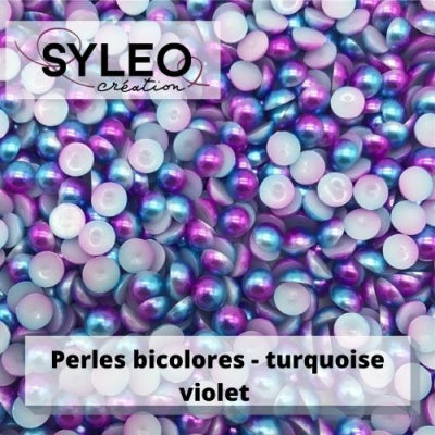 Half pearls size 6 mm two-tone turquoise purple