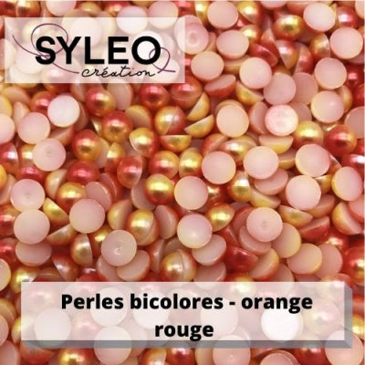 Demi perles taille 5 mm bicolore orange rouge nacré