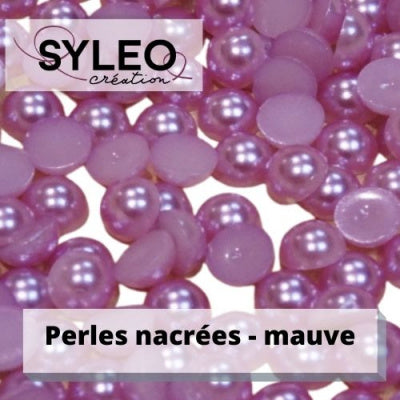 Demi perles taille 5 mm mauve nacré