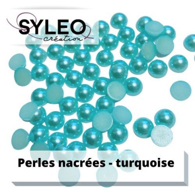 Demi perles taille 6 mm turquoise nacré