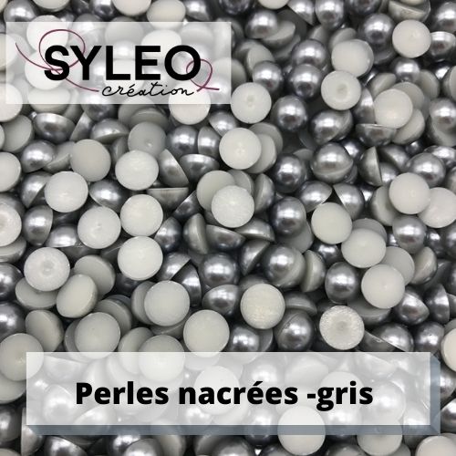 Demi perles taille 6 mm gris nacré