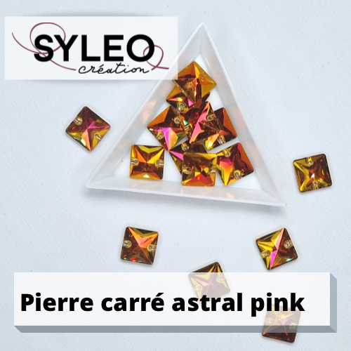 Pierre à coudre carré astral pink 12mm