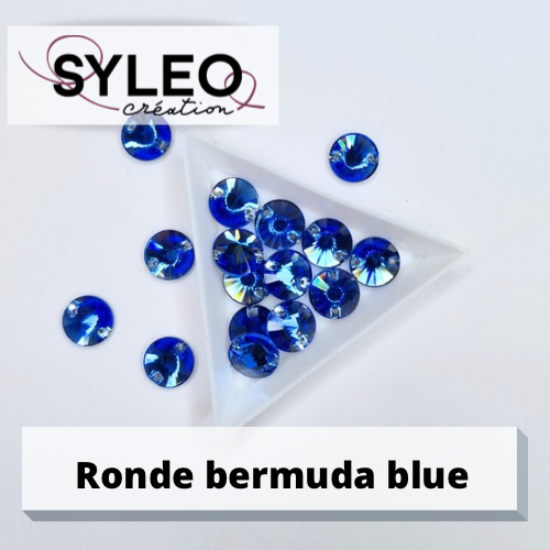 Pierre à coudre ronde bermuda blue 12mm