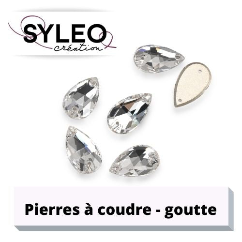 Pierre à coudre goutte en cristal taillé 10.5X18 mm