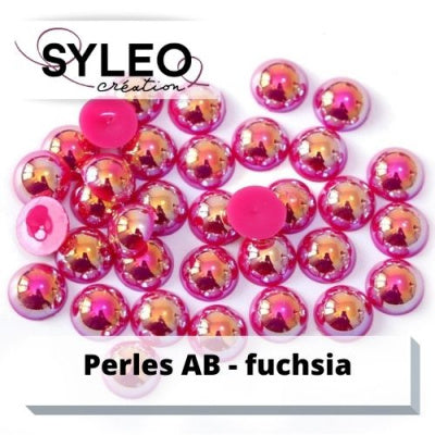 Half pearls size 6 mm fuchsia AB: Fuchsia AB 50 half pearls