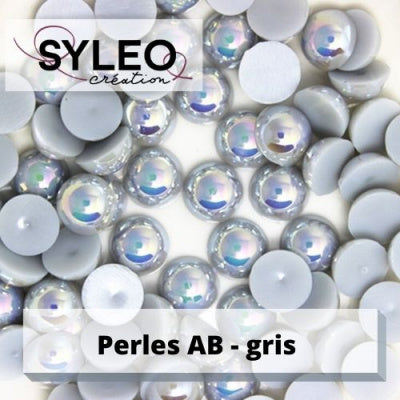 Demi perles taille 6 mm gris AB