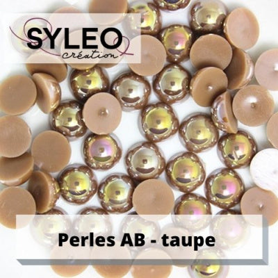 Demi perles taille 6 mm Taupe AB