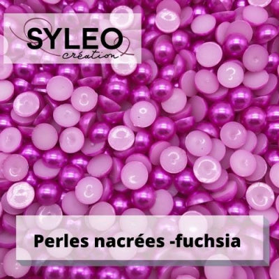 Demi perles taille 6 mm fuchsia nacré