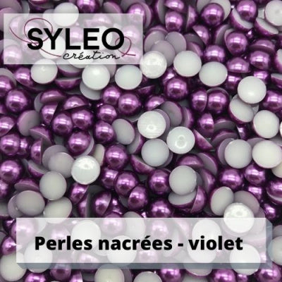 Demi perles taille 6 mm Violet nacré