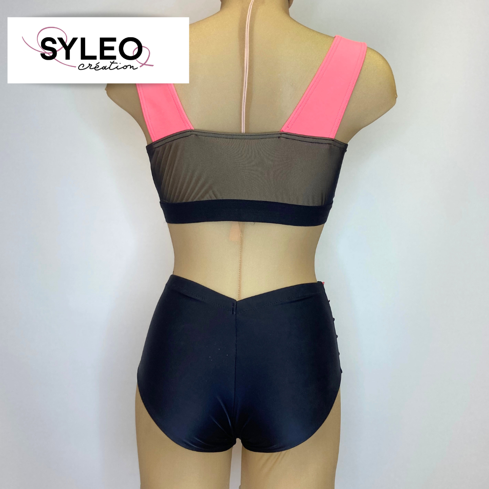 Pole-Dance-Outfit – Neon-Korallen-Sportset
