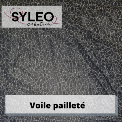 Voile-Stoff mit floralem Glitzer